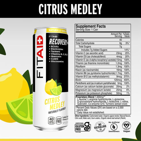 1 Omega-3s, 40 12 Oz FITAID, Number Post-Workout Recovery Drink, Contains BCAAs, Glucosamine, Calories, Fl