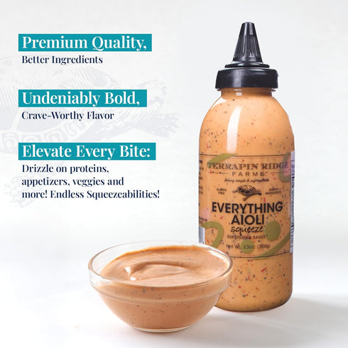 13 oz Terrapin Ridge Farms Everything Aioli Bold and Creamy Gourmet Squeeze Sauce, Bottle
