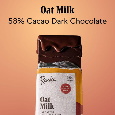 58% 1.8oz 3-Pack Raaka Chocolate Oat Milk, Cacao Cane Sugar Free Dark Chocolate | Gourmet Dark Chocolate Gift |