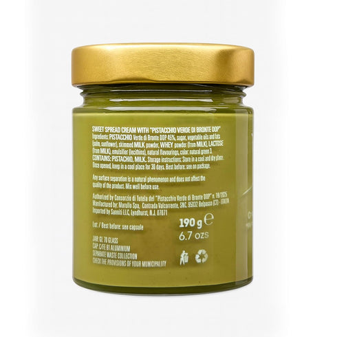 6.7 oz Sanniti Marullo Sicilian Pistachio Spread Crema di Pistacchio Verde di Bronte DOP