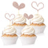 Fuutreo 48 Pcs Glitter Heart Cupcake Toppers, Wedding Cake Decorations for Valentines Day, Bridal Shower Party Supplies