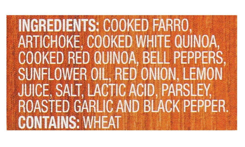 7.9 Oz (6-Pack) Kitchen & Love Cooked Farro, Artichoke Lemon & Roasted Garlic, Ready to Eat, Quick Cups, Shelf Stable