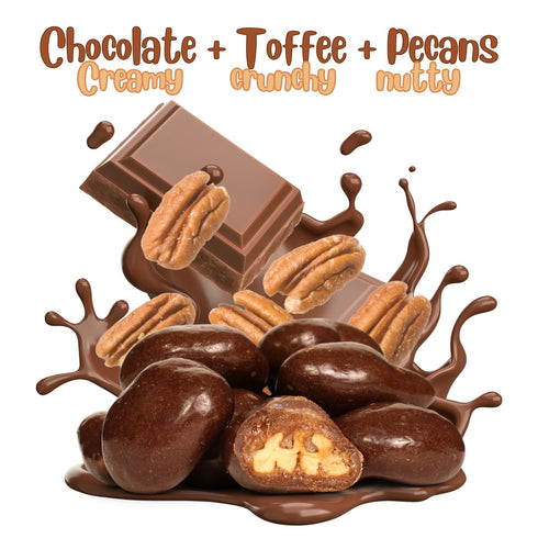 12 Oz Milk Chocolate Toffee Coated Pecans by It's Delish, Bulk Bag | Milk Chocolate Covered Candy Nuts Bulk Pecans