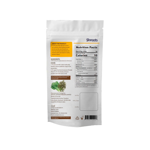 (30g 1.05 oz, Pack 1) SHROOTS Dehydrated Spinach Leaves Air Dried Dehydrated Vegetable, Gluten Free, Vegan, Shredded