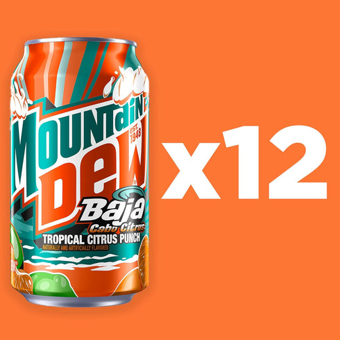 Citrus12 Oz (Pack 12) Mountain Dew, Baja Cabo Fl Cans