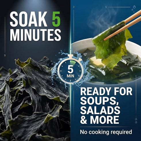 WJDDMGO (5.64oz) Premium Dried Wakame Seaweed, Free of impurities Simple Soaking Prep Ready, Vegetable Japanese Seaweed