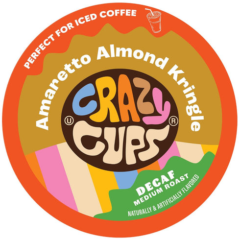 Crazy Cups Amaretto Decaf Coffee, Decaffeinated Amaretto Almond Kringle Coffee Pods for