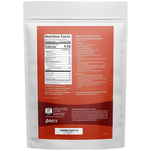 5 lb Judee's Quinoa Flour - Made In USA, Non-GMO, Vegan - Great for Making Pancakes, Muffins, Pie Crusts, Quiches