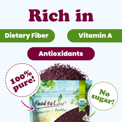 8 Food to Live Organic Freeze-Dried Acai Berry Powder, Ounces - Non-GMO, Kosher, Raw, Vegan, Unsweetened, Unsulfured