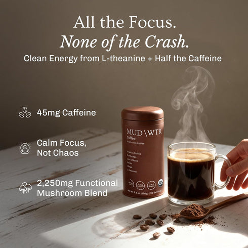30 MUDWTR Real Arabica Mushroom Coffee With Adaptogens | Superfood Blend for Focus, Gut Health & Energy | Alternative