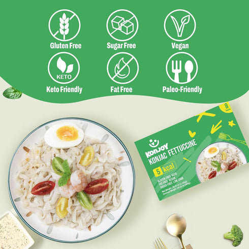 5 8 Pack 0 KONJOY Konjac Noodles Shirataki Fettuccine Calorie Low Carb Pasta, Gluten Free, Plant-Based, Keto, Vegan