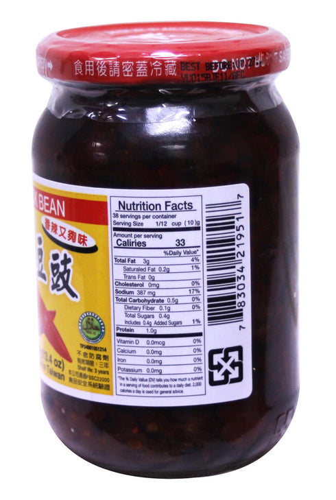 ???? douchi Femented Black bean sauce for Asian cooking 13.4oz (Spicy Black Bean 13.4 oz, 1 Bottle)