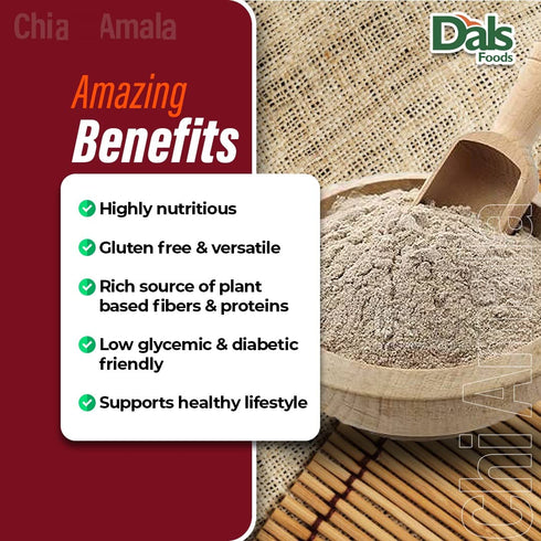 Dals Foods 100% Packaged Healthy Nutritious Fufu, Chia Amala | Natural Flour, Low-Carb, Plant-Based Fiber & Protein
