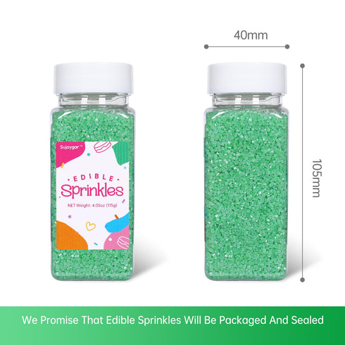4.02oz Green Sanding Sugar Sprinkles, Easter Green Edible Glitter Sprinkles for Cake Decorating Cupcake Toppers Baking