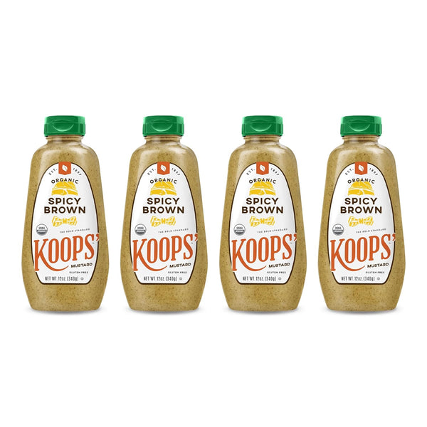 Koops' Organic Spicy Brown Mustard Bold and Brown Mustard Sauce, Gluten-Free, Kosher,