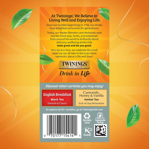 20 Count (Pack 6), 120 Twinings Prince of Wales Black Tea Individually Wrapped Bags, of Velvety Smooth & Mild
