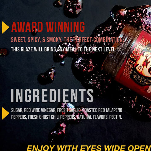 Ghost Scream Hot Sauce - “Chili Garlic Jam” (Sweet, Spicy & Smoky) - Award Winning Recipe with Fresh Ghost Chili Peppers