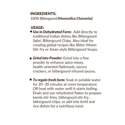 (30g 1.05 oz) SHROOTS Dehydrated Bittergourd (Karela) Flakes Air Dried Dehydrated Vegetable, Gluten Free, Vegan, No