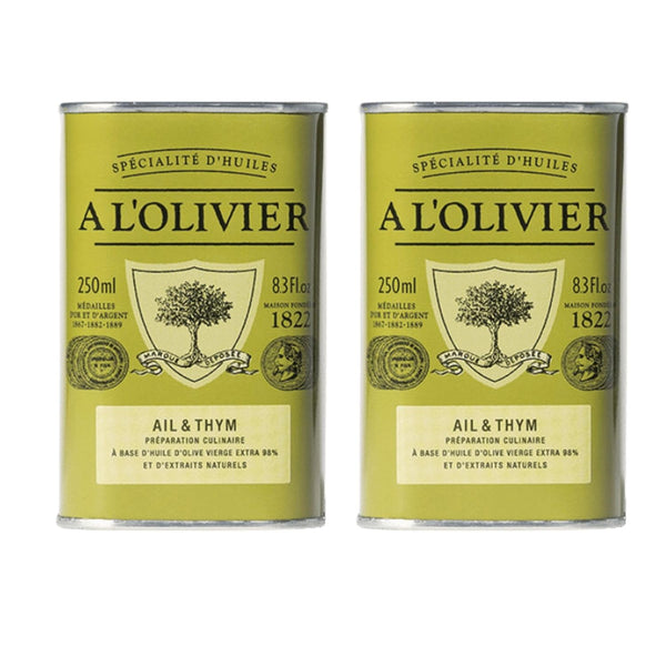 L'Olivier A Olive Oil Infused with Garlic and Thyme, 8.3-Ounce Tins (Pack of