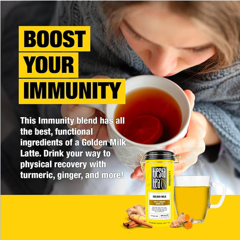 40-50 6oz Tiesta Tea - Golden Milk, Loose Leaf, Sweet Turmeric Herbal Brew, Non-Caffeinated Herbal Blend, Makes Hot