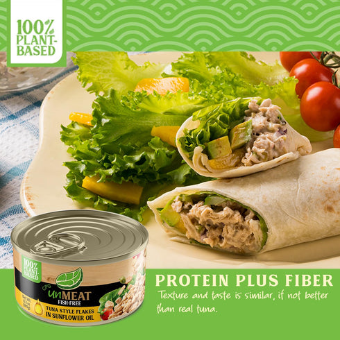 12 Pack unMEAT Plant Based Tuna Style Flakes in Sunflower Oil Vegan Canned Tuna for Quick Meal Prep