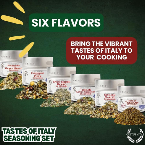 Set Pack GLP-1 Italian Seasoning Gift | Tastes of Italy | Artisanal Spice Blends Six | Non GMO, All Natural | No MSG