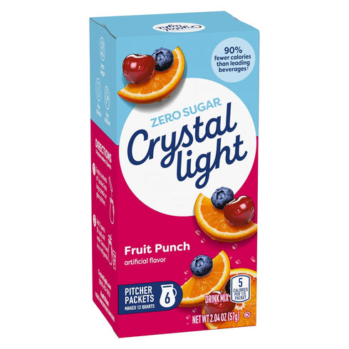 72 Pack, 12 6 Packets Crystal Light Fruit Punch Artificially Flavored Powdered Drink Mix, ct Canisters of Pitcher