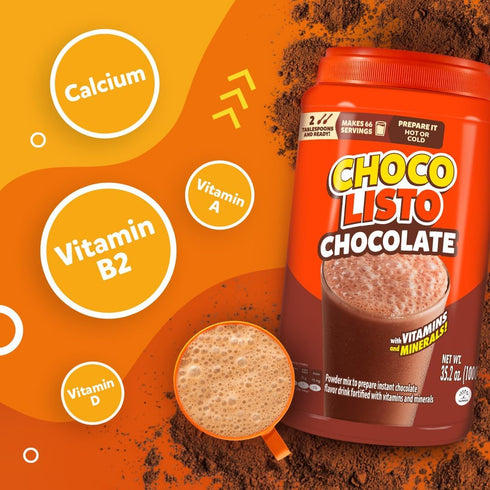 35.2 oz, Pack 1. Chocolisto Instant Chocolate Drink, Nutritious Beverage with Vitamins and Minerals