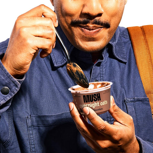 5oz MUSH Overnight Oats - Dark Chocolate - Good Source of Fiber, Non-GMO, Dairy Free, Gluten Free