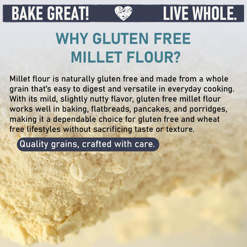 5 Lb. Great River Milling Organic Millet Flour | USDA Organic, Naturally Gluten Free, Non-GMO, Vegan, Kosher | Mild