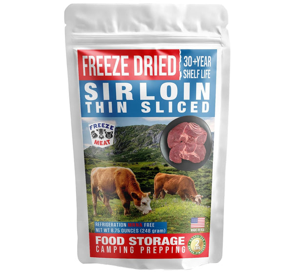 Freeze Meat Freeze-Dried Sirloin Steaks - Family Pack, 8.75 ounces, 30-Year Shelf Life, No