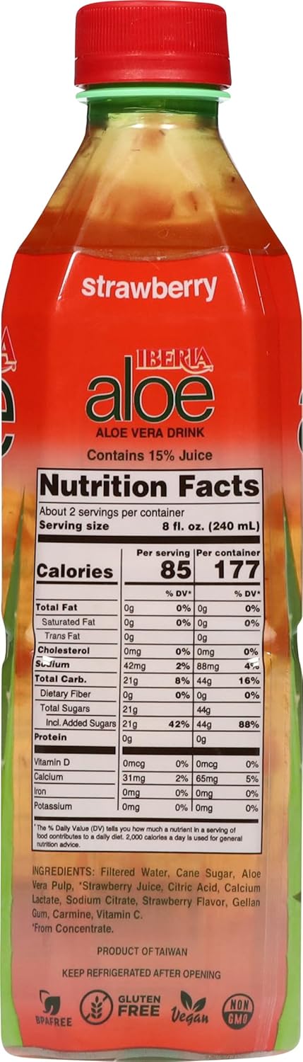 Strawberry,16.9 Oz (Pack 8) Iberia Aloe Vera Juice Drink, Fl