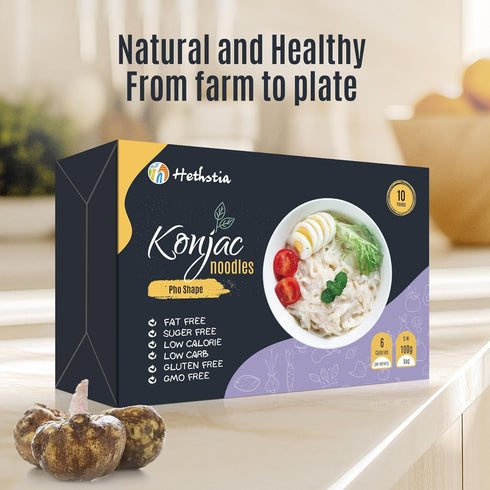 Hethstia Konjac Pho & Konjac Pho Cup Soup Variety, Low Carb Shirataki Vietnamese Noodles & Pre-Cooked Pho Soup Cups
