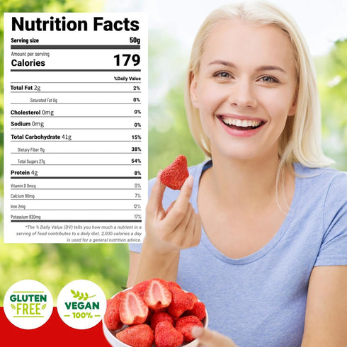 Nahasahr 16oz Freeze Dried Whole Strawberries - Lightly Sweetened, Crunchy Fruit for Yogurt, Baking, Oatmeal & Dessert