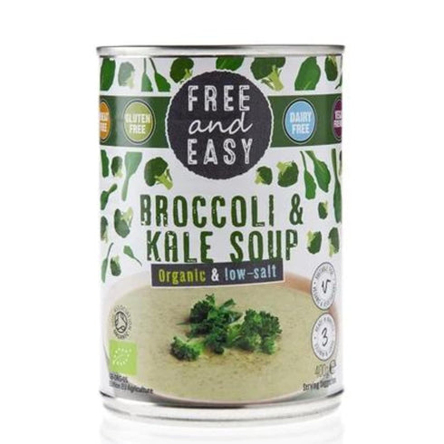Free & Easy Ready To Eat Prepared Food Organic Low Salt Broccoli & Kale Soup