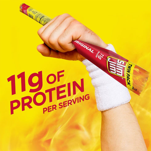 6g Pack, 1.94 oz. (24 Count) Slim Jim Smoked Meat Sticks, Original Flavor, Protein Per Stick, Twin