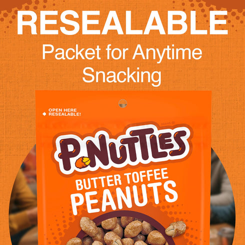 5.25 Oz (Pack 6) P-Nuttles Butter Toffee Covered Peanuts, Resealable Bag of - Sweet & Salty Candied Peanuts Snacks