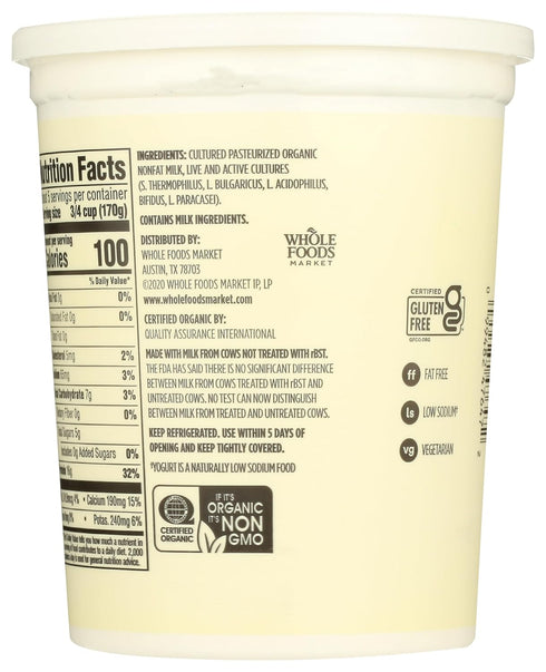 365 by Whole Foods Market 32 oz , Organic Greek Nonfat Yogurt, Plain