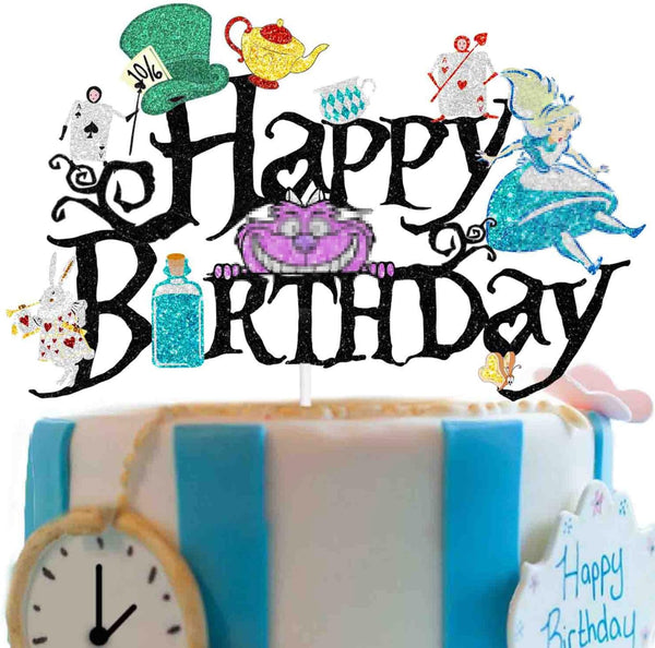 Alice Cake Toppers Kit, Magic Tea Party Baby Shower Child Birthday Party Decoration Supplies