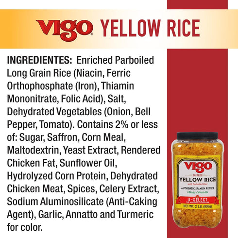 2lb (Pack 1) Vigo Authentic Saffron Yellow Rice, Low Fat