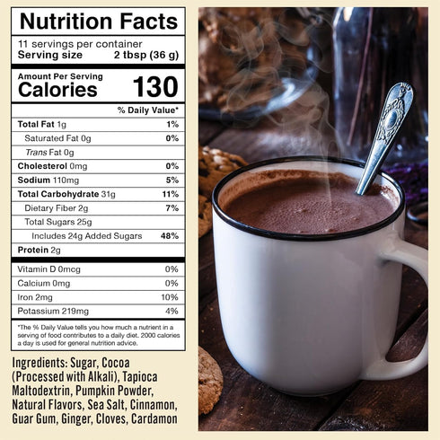 (56 oz) 14 oz, Pack 4 Castle Kitchen Pumpkin Spice Dark Hot Chocolate Mix Dairy-Free, Vegan, Plant Based, Gluten-Free