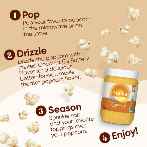 29floz Nutiva Coconut Oil for Cooking and Baking - Butter Flavor Perfect for Making Movie Theater Popcorn, Baked Goods