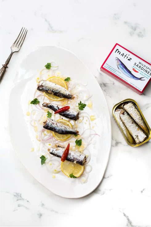 4.2 oz (4.2 (Pack 5)) Matiz Spicy Wild Spanish Sardines in Olive Oil and Piri Piri Pepper, Ounce