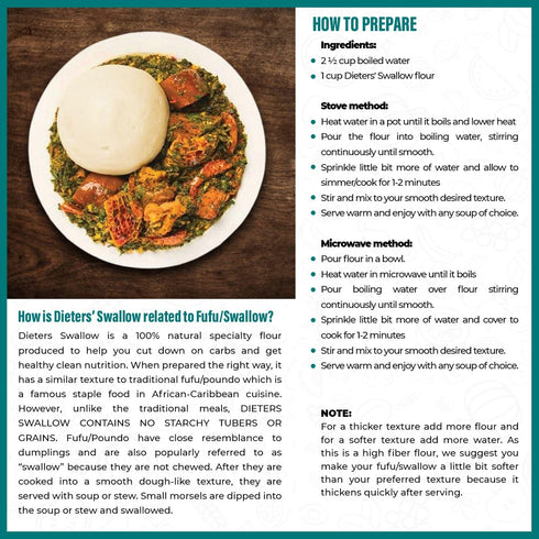 Dals Foods 100% Packaged Healthy Nutritious Fufu, Dieters' Swallow | Natural Flour, Low-Carb, Plant-Based Fiber