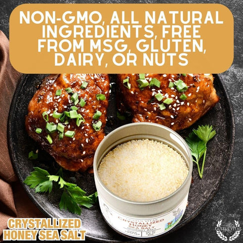 3.0oz #15 Crystallized Honey Sea Salt | Non GMO Verified | Magnetic Tin | | Finishing Salt | Crafted in Small Batches
