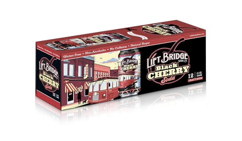 12-Pack, 16 oz Lift Bridge Black Cherry Soda, Real Cane Sugar, Craft Soda, Gluten-free, Caffeine-free, Vegan, Cans