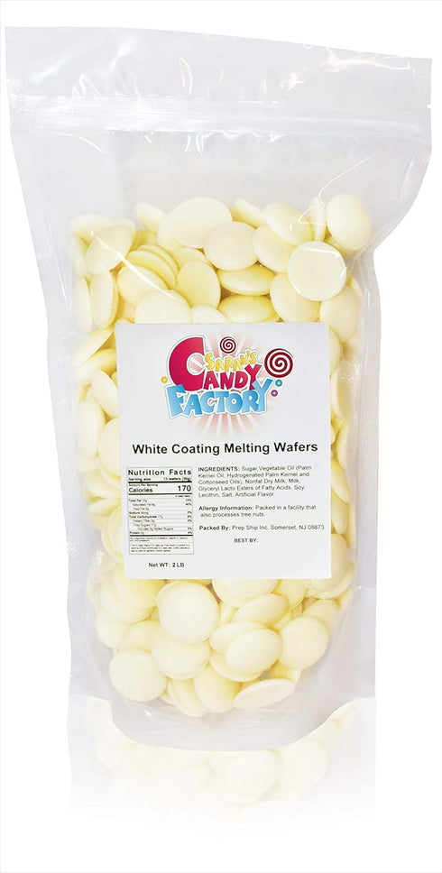2 Lbs Sarah's Candy Factory Premium Coating Melting Wafers White Chocolate Baking in Bag, Kosher and Gluten Free
