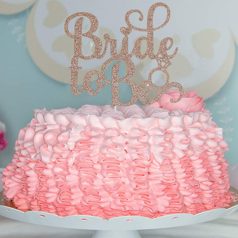 Bride To Be Cake Topper, Rose Gold Glitter, Bridal Shower Toppers for Bridal Shower