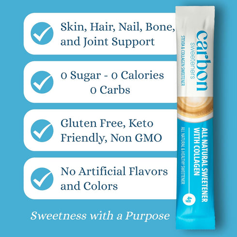 Packets 2000mg Packet 30 Count (Pack 1) Carbon Sweeteners Stevia Sweetener Sugar with of Collagen per - Promotes