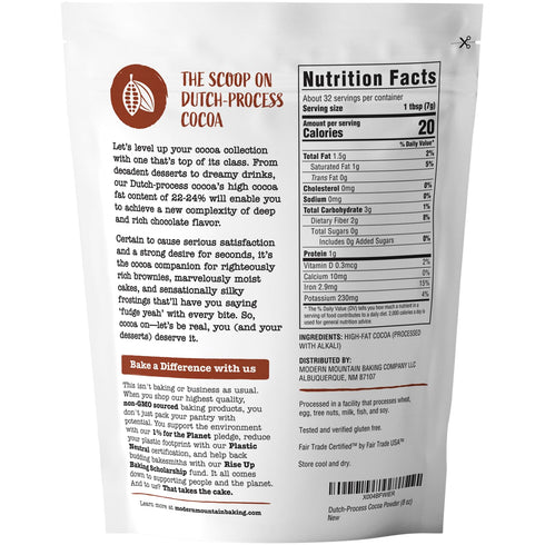 (8 oz) 22-24% Cocoa Powder Dutch Processed Cocoa Powder, Unsweetened, Extra Rich Cocoa Flavor, Fat, Premium Culinary